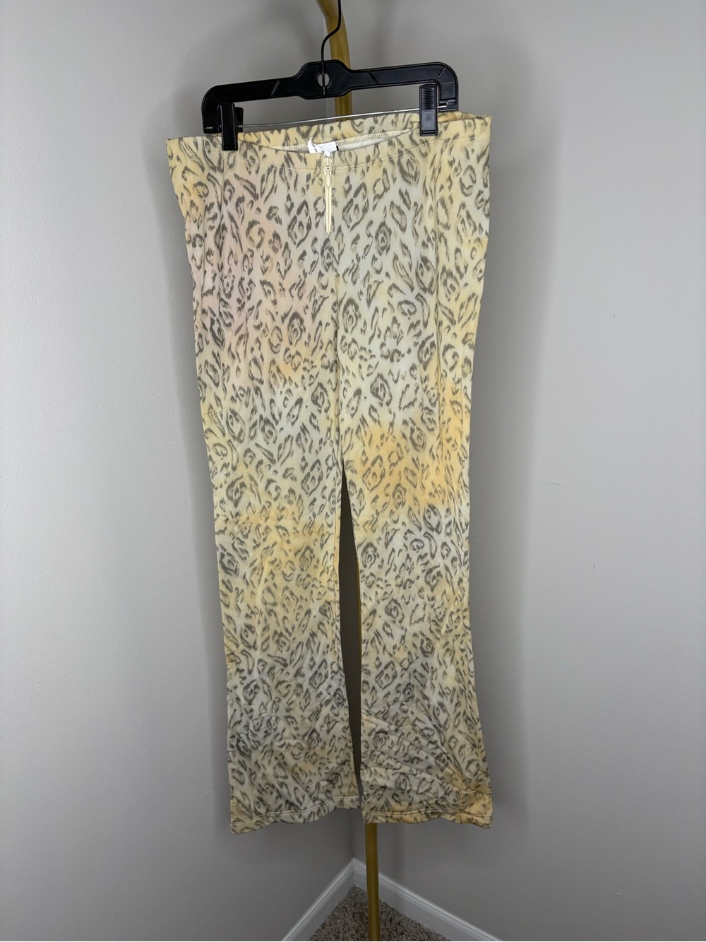 Women's Yellow Leopard Print Stretch Leggings